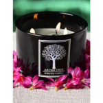 BOUGIE PARFUME NOIR  AROMA TREE EN VERRE AVEC COUVER 730 G