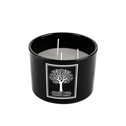BOUGIE PARFUME NOIR  AROMA TREE EN VERRE AVEC COUVER 730 G