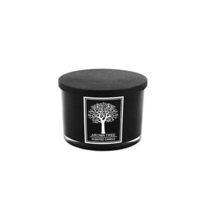 BOUGIE PARFUME NOIR  AROMA TREE EN VERRE AVEC COUVER 730 G