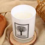 BOUGIE PARFUMEE BLANCHE AROMA TREE EN VERRE NOIR 550 G