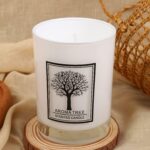 BOUGIE PARFUMEE BLANCHE AROMA TREE EN VERRE NOIR 550 G