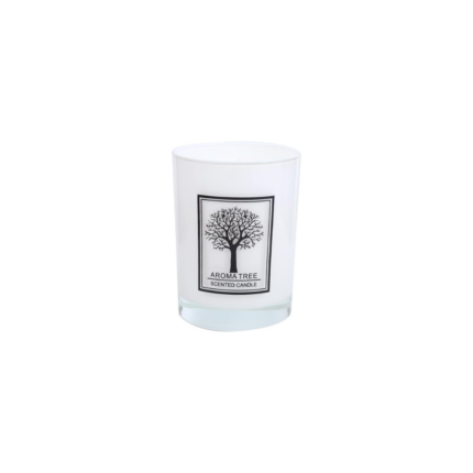 BOUGIE PARFUMEE BLANCHE AROMA TREE EN VERRE NOIR 550 G