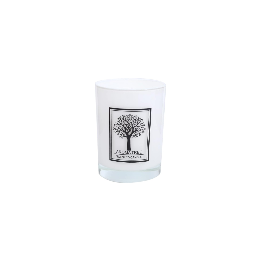 BOUGIE PARFUMEE BLANCHE AROMA TREE EN VERRE NOIR 550 G BOUGIE PARFUMEE BLANCHE AROMA TREE EN VERRE NOIR 550 G