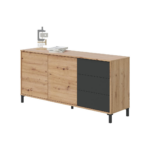 BROOKLYN BUFFET 2 PORTES BOIS 3 TIROIRES ANTRACITE