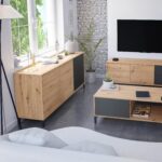 BROOKLYN BUFFET 2 PORTES BOIS 3 TIROIRES ANTRACITE