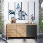BROOKLYN BUFFET 2 PORTES BOIS 3 TIROIRES ANTRACITE
