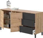 BROOKLYN BUFFET 2 PORTES BOIS 3 TIROIRES ANTRACITE