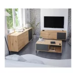 BROOKLYN TABLE BASSE BOIS TIROIR ANTRACITE