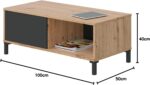 BROOKLYN TABLE BASSE BOIS TIROIR ANTRACITE