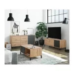 BROOKLYN TABLE BASSE BOIS TIROIR ANTRACITE