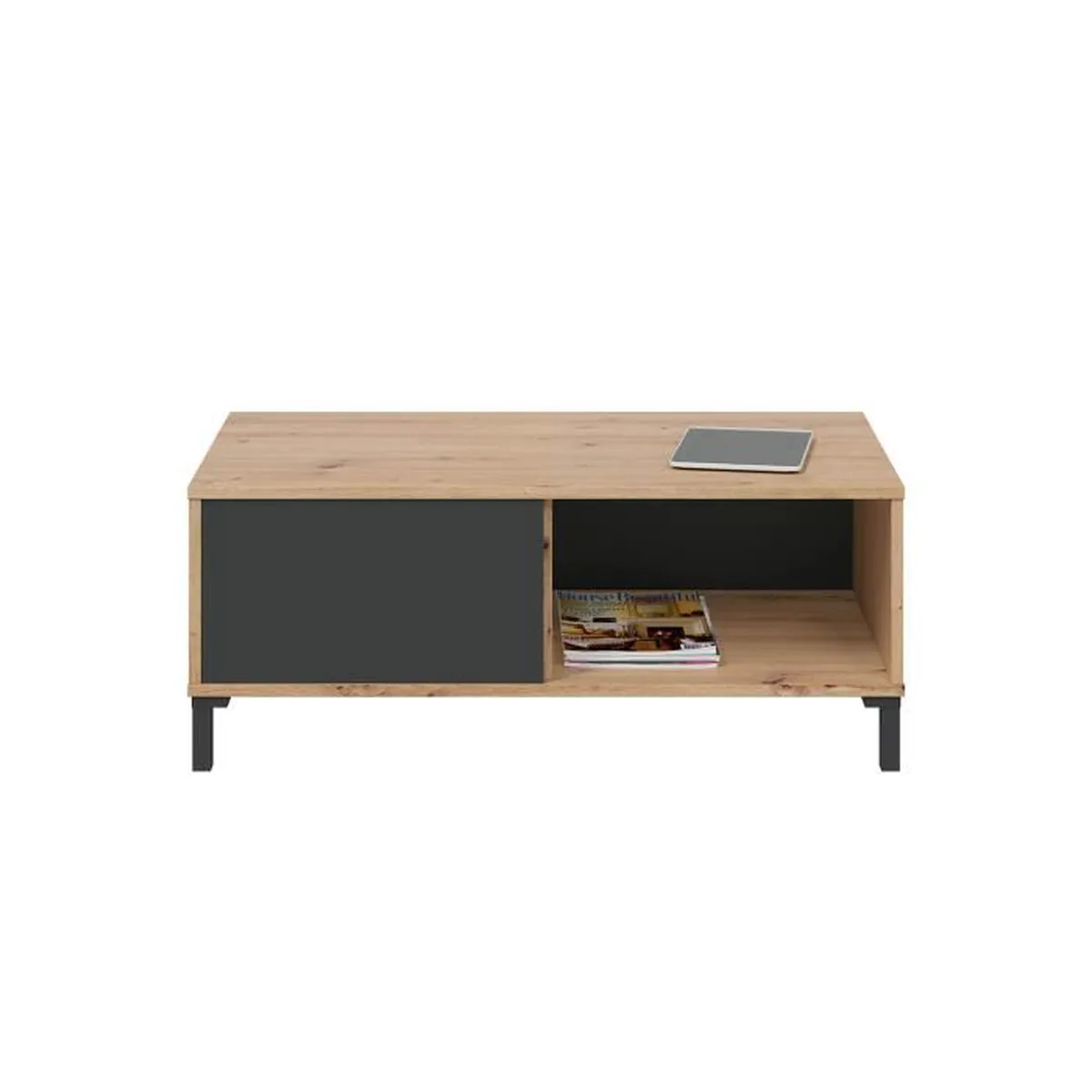 BROOKLYN TABLE BASSE BOIS TIROIR ANTRACITE BROOKLYN TABLE BASSE BOIS TIROIR ANTRACITE
