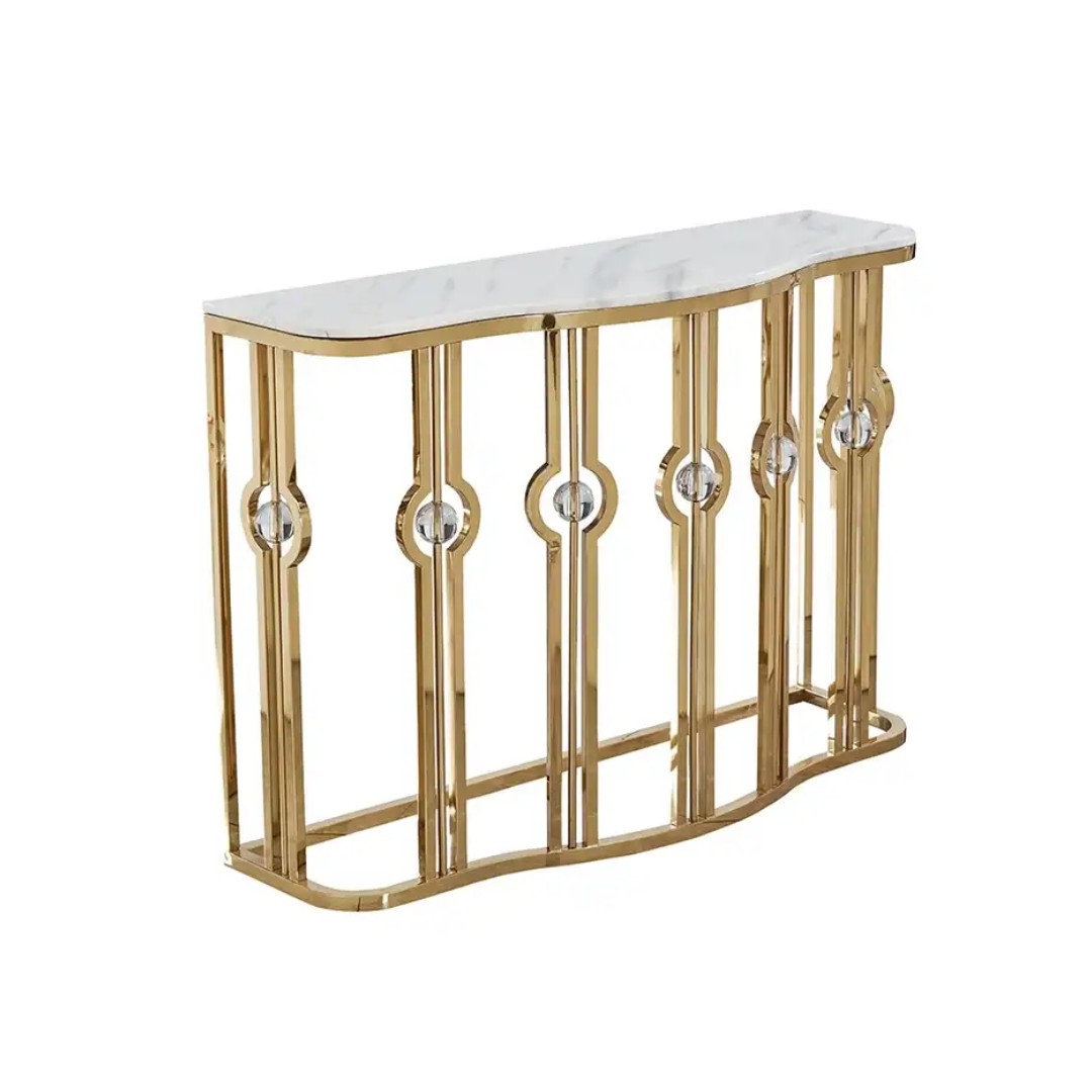 BUFFET LUXURY EN MARRE BLANC PIDS EN ACIER AVEC DES BOULS CRYSTAL