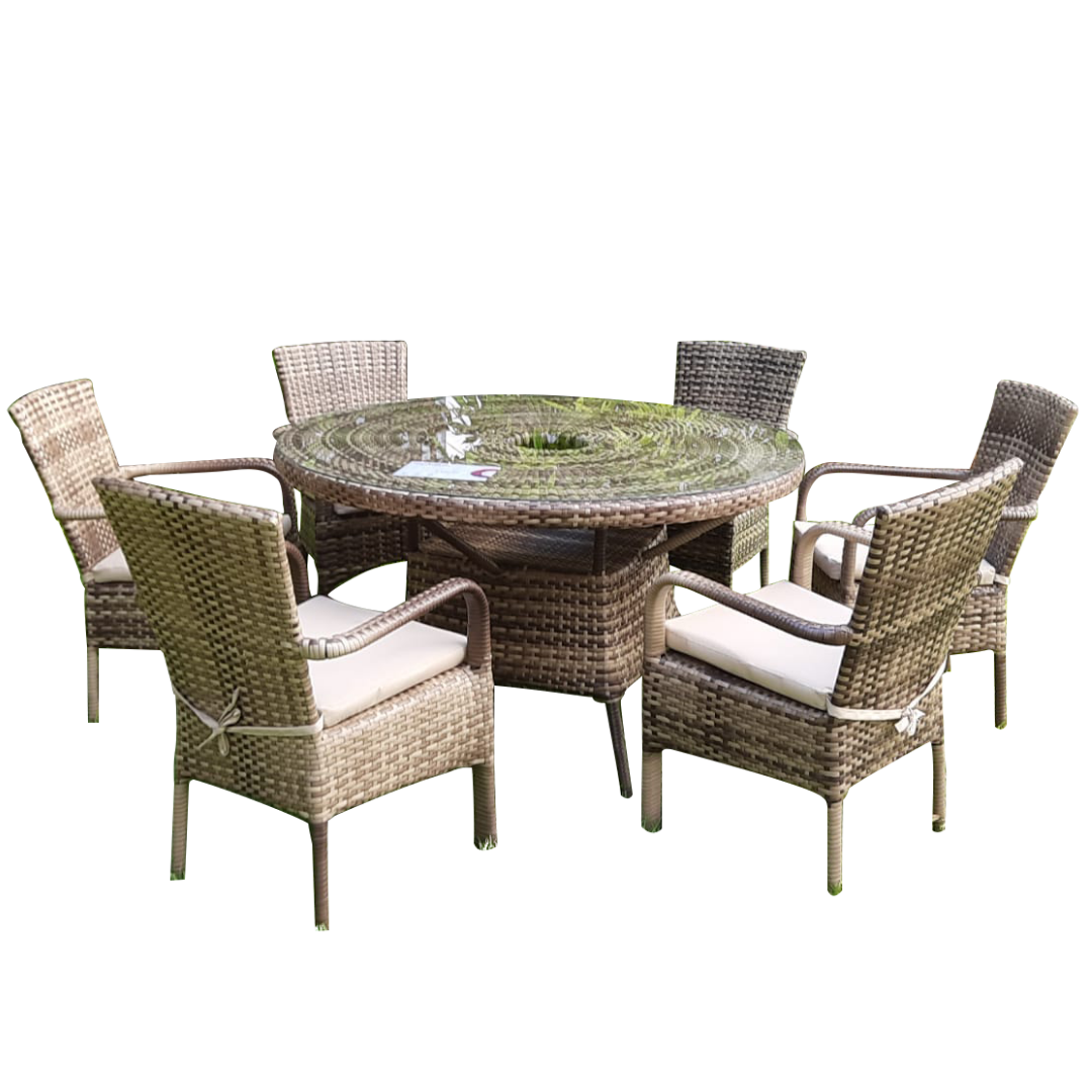 CAPRI 130CM RONDE SALLE A MANGER + 6 CHAISES CAPRI 130CM RONDE SALLE A MANGER + 6 CHAISES
