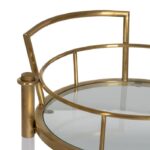 CHARIOT  DE DISTRUBUTION  2 NIVAUX  ROND  EN VERRE PIEDS TRANSPARANT