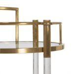 CHARIOT  DE DISTRUBUTION  2 NIVAUX  ROND  EN VERRE PIEDS TRANSPARANT