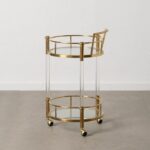 CHARIOT  DE DISTRUBUTION  2 NIVAUX  ROND  EN VERRE PIEDS TRANSPARANT