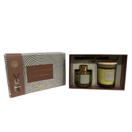 COFFRET GUSTA BOUGIE 820G  + DIFFUSEUR 100ML+7X8CM  SENTEUR HONEY