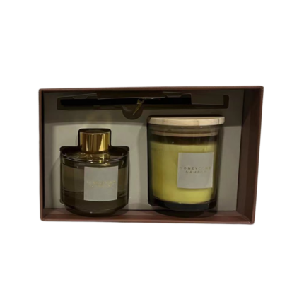 COFFRET GUSTA BOUGIE 820G  + DIFFUSEUR 100ML+7X8CM  SENTEUR HONEY