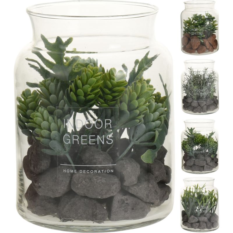 PLANTE ARTIFICIEL A POT EN VERRE PLANTE ARTIFICIEL A POT EN VERRE