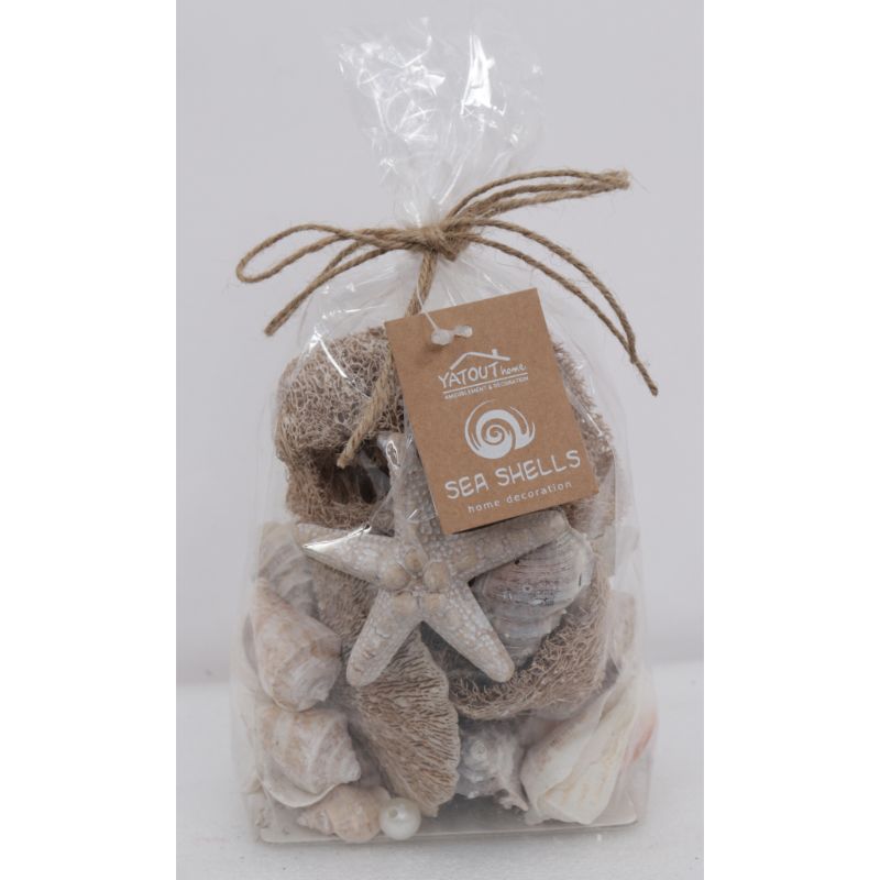 SACHET MELANGE COQUILLAGE BLANC (L12XH16CM) SACHET MELANGE COQUILLAGE BLANC (L12XH16CM)