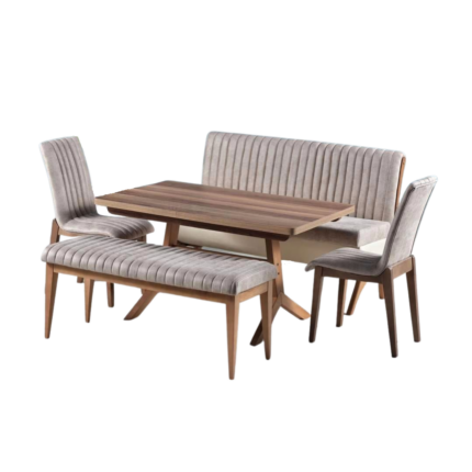 DIOR TABLE CUISINE CORNER AVEC RANGEMENT+2 CHAISES MARRON