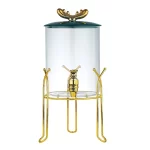 DITRIBUTEUR DE BOISSON EN VERRE AVEC ROBINET ETSUPPORT DOREE 3500 ML