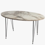 TEREK TABLE BASSE  MARBRE  BLANC PIED NOIRE 42x90x50 CM