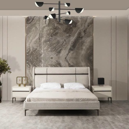 ORION PACK LIT 180X200 CM + 2 CHEVETS + COMMODE + MIROIR + POUF