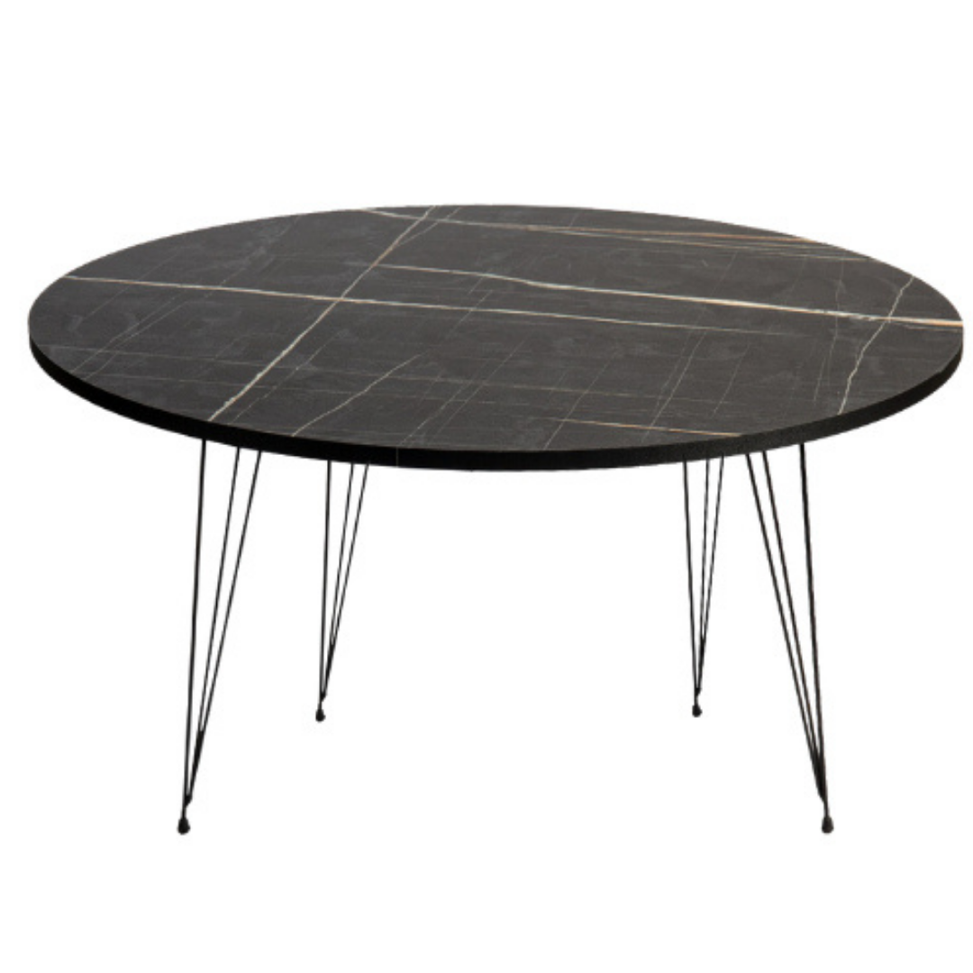 Design sans titre (3) TEREK TABLE BASSE MARBRE NOIR PIED NOIRE 42x90x50 CM – Image 1