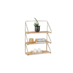 ÉTAGÈRES 3 NIVEAUX METAL DORÉE/BOIS