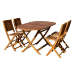 FAMIROSA SET DE ABLE OVAL EN BOIS ACACIA 150*80*74 CM +4 CHAISES