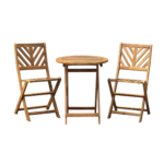 FAMIROSASET DE TABLE ROND EN BOIS ACACIA 60*72 CM +2 CHAISES