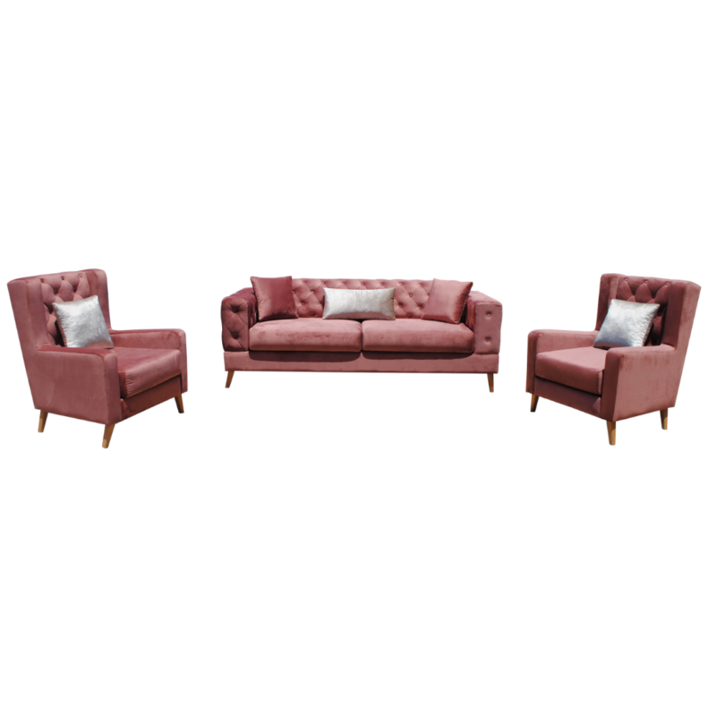 FAUTEUIL ELSA CAPITONNE - saumon