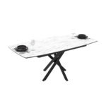 FILIS SET DE TABLE EXTENSIBLE BLANC+ 6 TUFI CHAISES - BLEU MARINE