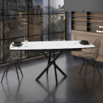 FILIS SET DE TABLE EXTENSIBLE BLANC+ 6 TUFI CHAISES