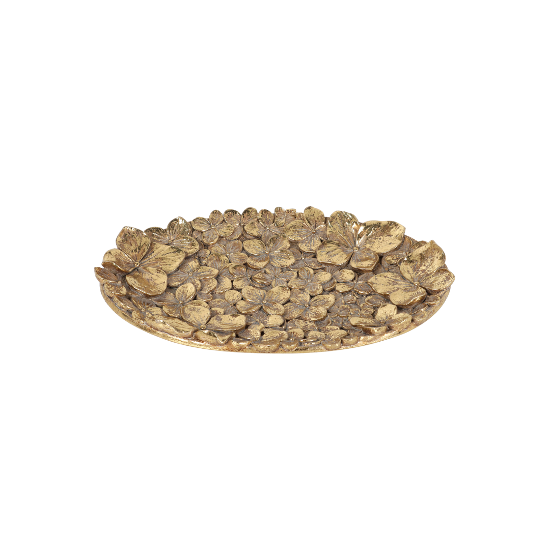 FLORAL PLATEAU OVAL POLYRESINE DOREE 21.7x14x2.5 CM FLORAL PLATEAU OVAL POLYRESINE DOREE 21.7x14x2.5 CM