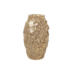 FLORAL VASE  POLYRESINE DOREE 11.4x11.4x19.5 CM