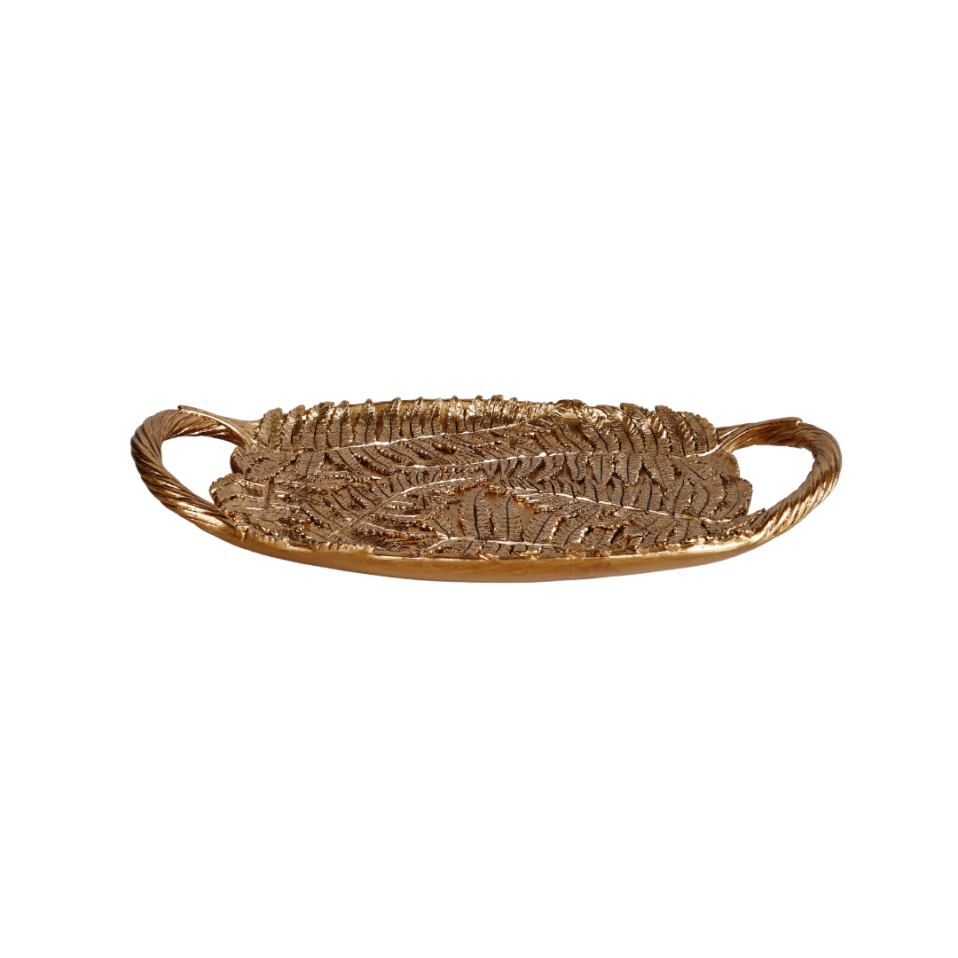 FOUGERE PLATEAU DECORATIVE OVAL DEPOLYRESIN DOREE 28x15.5x3.3CM FOUGERE PLATEAU DECORATIVE OVAL DEPOLYRESIN DOREE 28x15.5x3.3CM