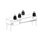 FUR MEUBLE TV 2 TIROIRS COULISSE+1 TIROIR