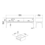 FUR MEUBLE TV 2 TIROIRS COULISSE+1 TIROIR