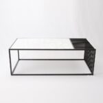 TABLE BASSE CARRARA METAL ET BOIS EFFET MARBRE