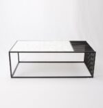 TABLE BASSE CARRARA METAL ET BOIS EFFET MARBRE