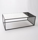 TABLE BASSE CARRARA METAL ET BOIS EFFET MARBRE