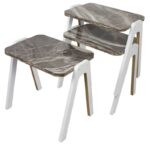 SET 3 LANNISTER TABLE GIGOGNE GRIS  PIED MDF
