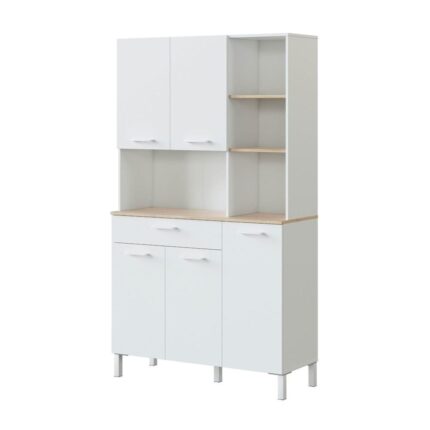 KIRA BUFFET DE CUISINE CANADIAN BLANC 5 PORTES+1 TIRROIR