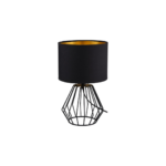 LAMPE DE TABLE CHUCK METAL NOIR CHAPEAU NOIR INTERIEUR DORE