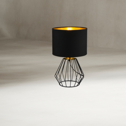 LAMPE DE TABLE CHUCK METAL NOIR CHAPEAU NOIR INTERIEUR DORE
