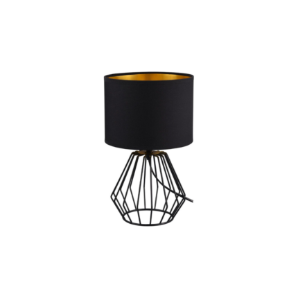 LAMPE DE TABLE CHUCK METAL NOIR CHAPEAU NOIR INTERIEUR DORE