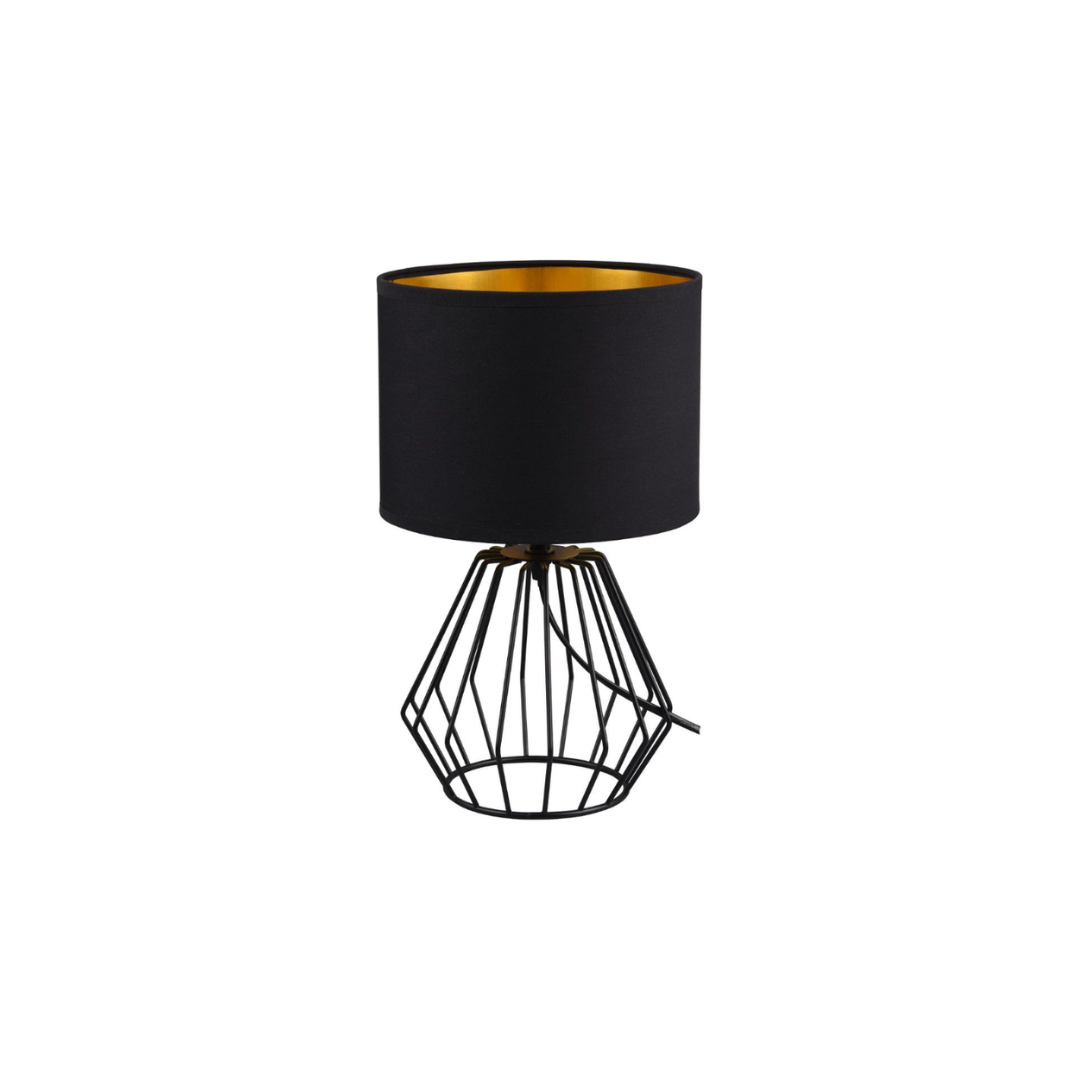 LAMPE DE TABLE CHUCK METAL NOIR CHAPEAU NOIR INTERIEUR DORE LAMPE DE TABLE CHUCK METAL NOIR CHAPEAU NOIR INTERIEUR DORE