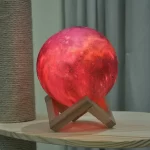LAMPE VEILLEUSE LUNE AVEC SUPPORT BOIS 20 CM
